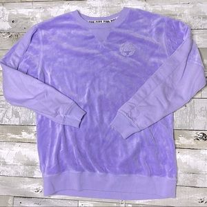 Pink VS crushed velvet velour crew neck sweater